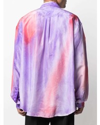 Chemise à manches longues imprimée tie-dye violet clair Marni
