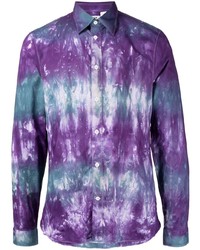 Chemise à manches longues imprimée tie-dye violette