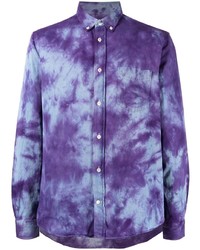 Chemise à manches longues imprimée tie-dye violette Stain Shade