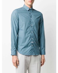 Chemise à manches longues imprimée turquoise Kenzo