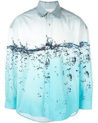 Chemise à manches longues imprimée turquoise Yoshiokubo