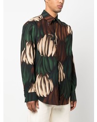 Chemise à manches longues imprimée vert foncé MSGM