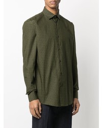 Chemise à manches longues imprimée vert foncé Salvatore Ferragamo