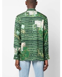 Chemise à manches longues imprimée vert foncé Ahluwalia