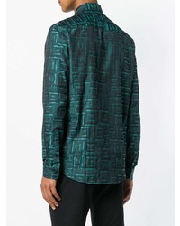 Chemise à manches longues imprimée vert foncé Versace Collection