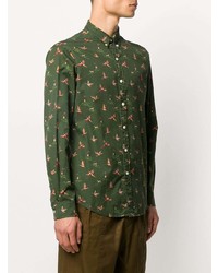 Chemise à manches longues imprimée vert foncé Polo Ralph Lauren