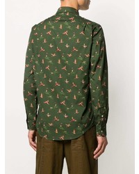 Chemise à manches longues imprimée vert foncé Polo Ralph Lauren