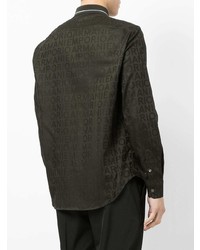 Chemise à manches longues imprimée vert foncé Emporio Armani