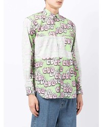 Chemise à manches longues imprimée vert menthe Comme Des Garcons SHIRT