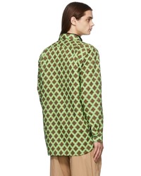 Chemise à manches longues imprimée vert menthe Dries Van Noten