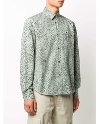 Chemise à manches longues imprimée vert menthe Kenzo