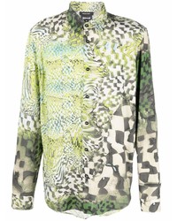 Chemise à manches longues imprimée vert menthe Just Cavalli