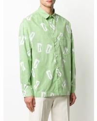 Chemise à manches longues imprimée vert menthe Jacquemus