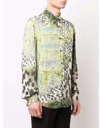 Chemise à manches longues imprimée vert menthe Just Cavalli