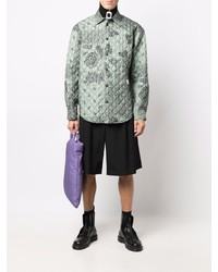 Chemise à manches longues imprimée vert menthe MSGM