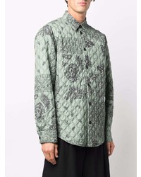 Chemise à manches longues imprimée vert menthe MSGM