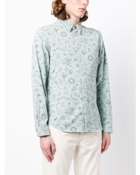 Chemise à manches longues imprimée vert menthe PS Paul Smith