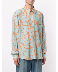 Chemise à manches longues imprimée vert menthe MSGM