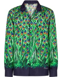 Chemise à manches longues imprimée verte Dolce & Gabbana
