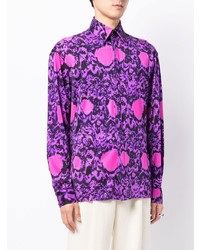 Chemise à manches longues imprimée violet clair Edward Crutchley