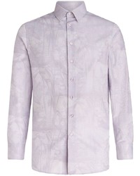 Chemise à manches longues imprimée violet clair Etro