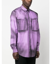 Chemise à manches longues imprimée violet clair Moschino