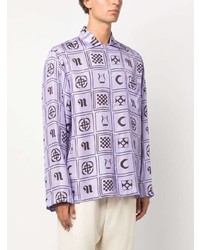 Chemise à manches longues imprimée violet clair Nanushka