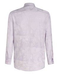 Chemise à manches longues imprimée violet clair Etro