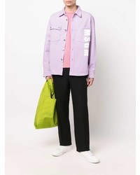 Chemise à manches longues imprimée violet clair MSGM