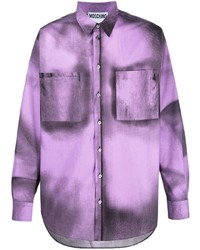 Chemise à manches longues imprimée violet clair Moschino