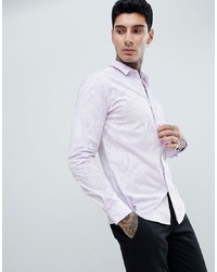 Chemise à manches longues imprimée violet clair Twisted Tailor