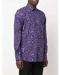 Chemise à manches longues imprimée violette Moschino