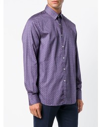 Chemise à manches longues imprimée violette Canali