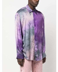 Chemise à manches longues imprimée violette MSGM