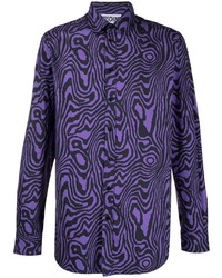 Chemise à manches longues imprimée violette Moschino