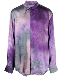 Chemise à manches longues imprimée violette MSGM