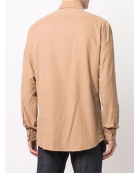 Chemise à manches longues marron clair Ermenegildo Zegna