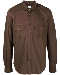 Chemise à manches longues marron foncé Aspesi