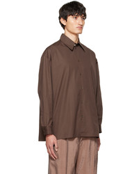 Chemise à manches longues marron foncé Lemaire