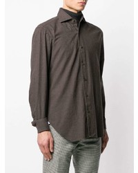 Chemise à manches longues marron foncé Barba