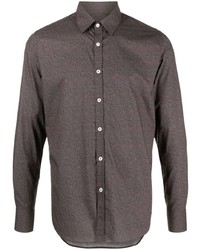 Chemise à manches longues marron foncé Canali