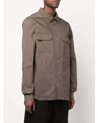 Chemise à manches longues marron foncé Rick Owens DRKSHDW