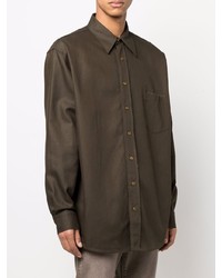 Chemise à manches longues marron foncé Acne Studios