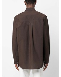 Chemise à manches longues marron foncé Nanushka