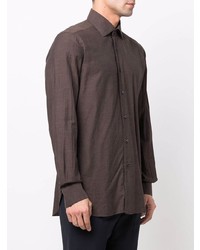 Chemise à manches longues marron foncé Barba