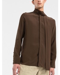 Chemise à manches longues marron foncé Valentino