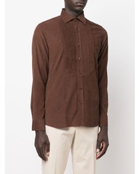 Chemise à manches longues marron foncé Tagliatore