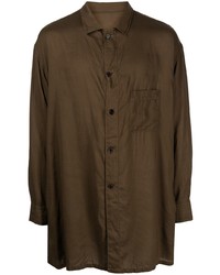 Chemise à manches longues marron foncé Yohji Yamamoto