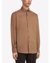 Chemise à manches longues marron Ermenegildo Zegna