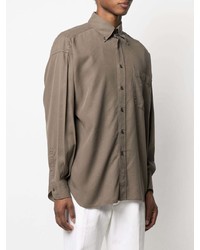 Chemise à manches longues marron Tom Ford